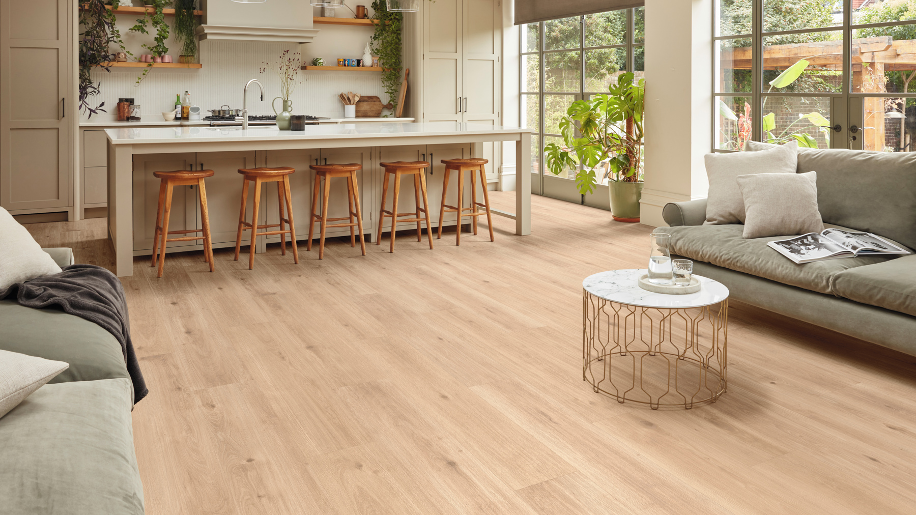 Nude Danish Oak LLP358 lvp floors in an open plan kitchen