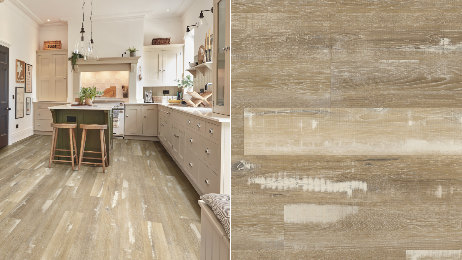 Blond Farmhouse Oak in a kitchen