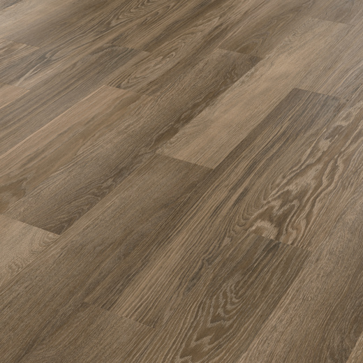 Cocoa limed oak dark brown lvt flooring laid at an angle