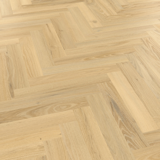 Wells Acacia light brown herringbone LVT flooring laid at an angle